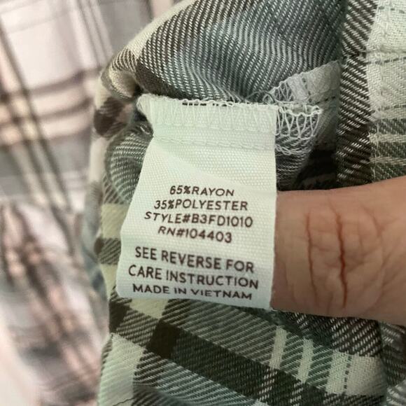 NWT Blu Pepper Anthro Green Plaid Short Sleeve Button Front Ruffle Dress Size S - Picture 5 of 7